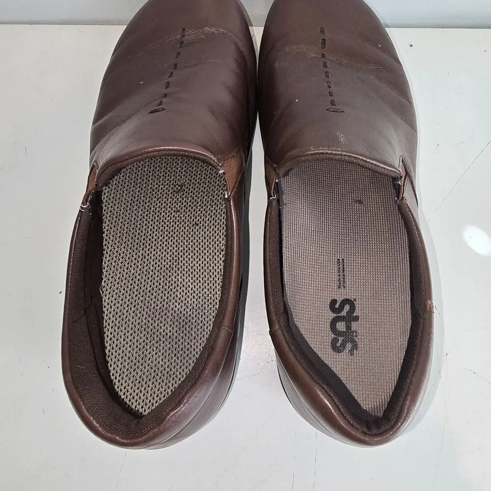 SAS Tripad Comfort Viva Brown Leather Slip-On Loafer Shoes Women's 10  1/2 W